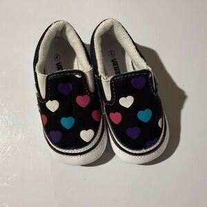 Vans Kids' Slip-On Sneakers - Black with Colorful Hearts